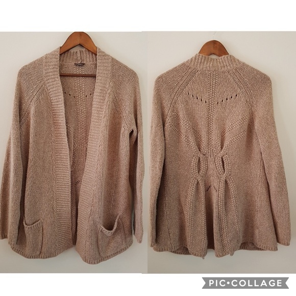 tan coloured cardigan